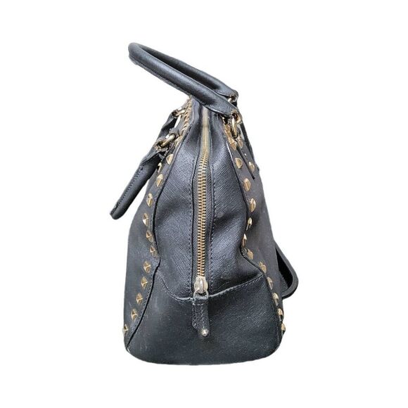 Michael Kors | Bags | Michael Kors Black Satchel With  MICHAEL KORS Black Leather Dome Satchel with Gold Studs